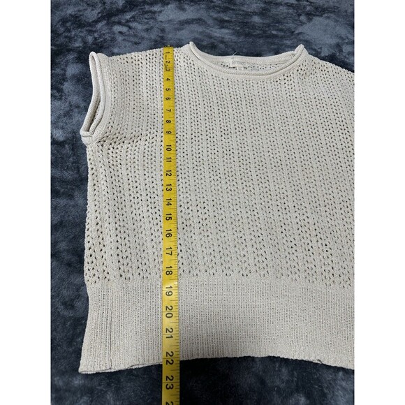 Greige Cream Open Knit Sweater Vest Size M - Picture 3 of 7